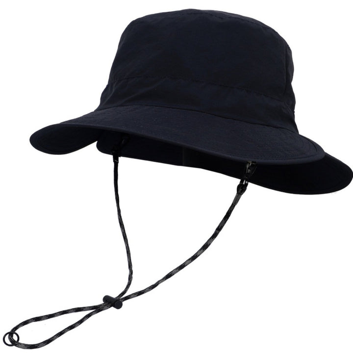 Men Fisherman Hat Adjustable Strap Wide Brim Solid Color Flat Top Quick Dry Sunscreen Breathable Camping Gardening Men Image 6