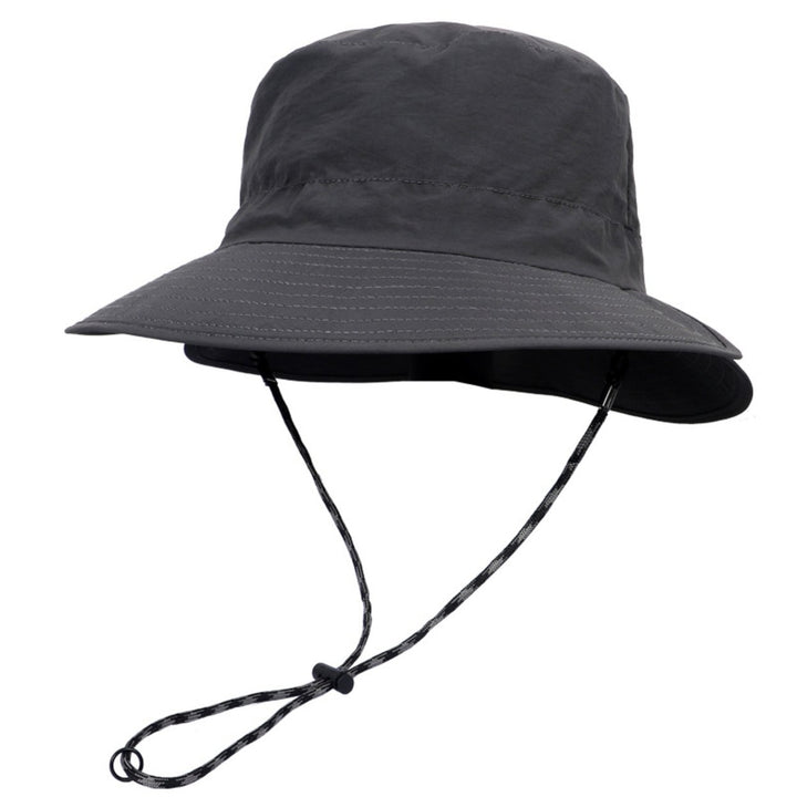 Men Fisherman Hat Adjustable Strap Wide Brim Solid Color Flat Top Quick Dry Sunscreen Breathable Camping Gardening Men Image 7