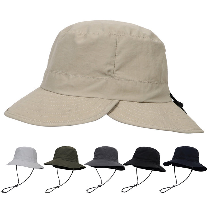 Men Fisherman Hat Adjustable Strap Wide Brim Solid Color Flat Top Quick Dry Sunscreen Breathable Camping Gardening Men Image 8