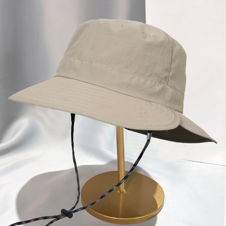 Men Fisherman Hat Adjustable Strap Wide Brim Solid Color Flat Top Quick Dry Sunscreen Breathable Camping Gardening Men Image 9