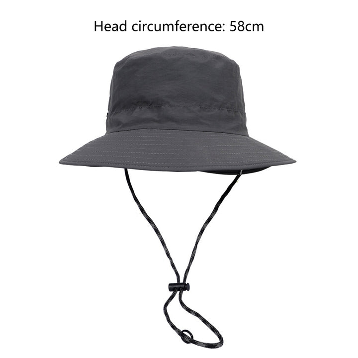 Men Fisherman Hat Adjustable Strap Wide Brim Solid Color Flat Top Quick Dry Sunscreen Breathable Camping Gardening Men Image 11