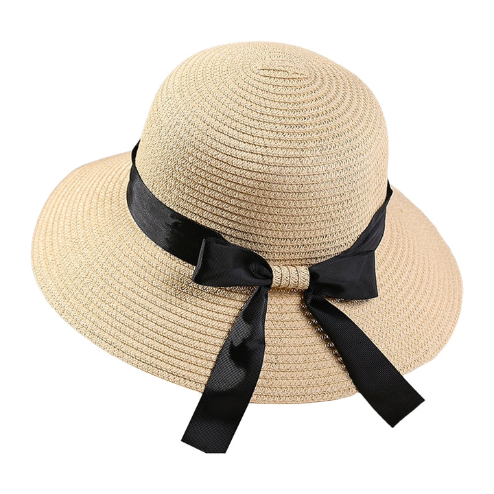 Ribbon Bowknot Decor Sun Hat Women Big Brim Sunscreen Floppy Straw Hat Fashion Accessories Image 3