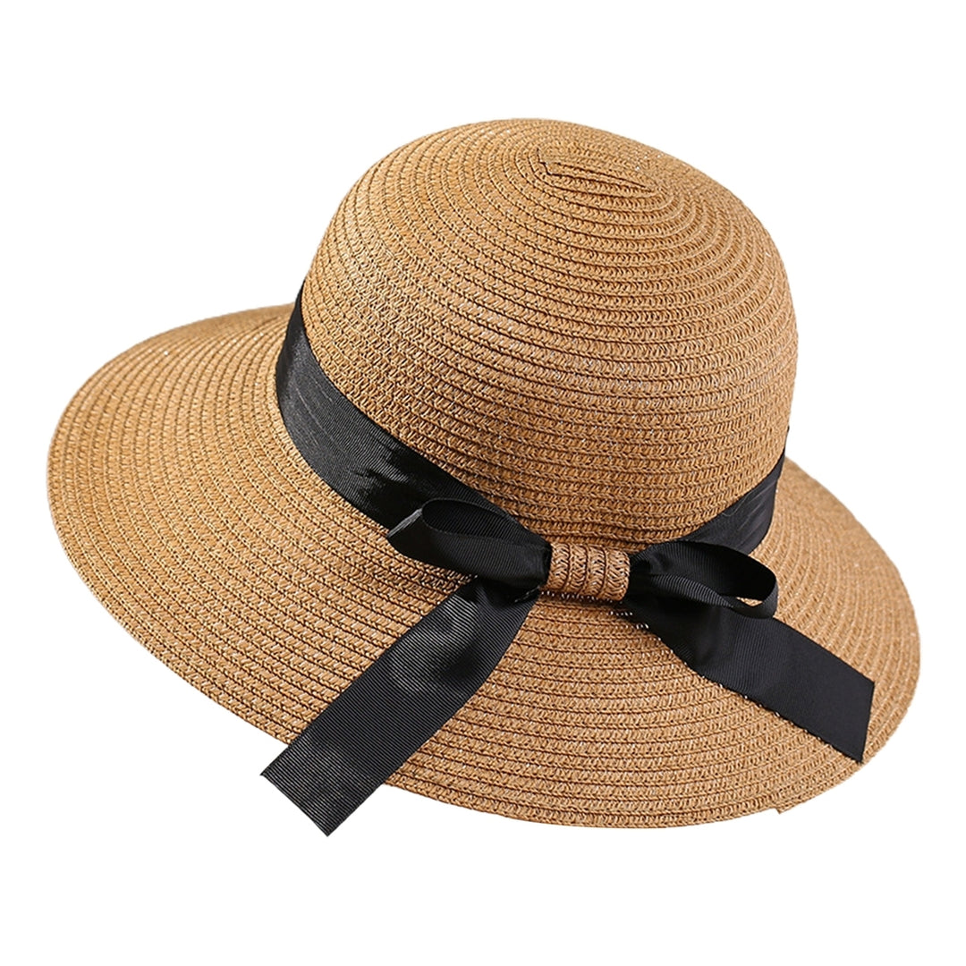 Ribbon Bowknot Decor Sun Hat Women Big Brim Sunscreen Floppy Straw Hat Fashion Accessories Image 4