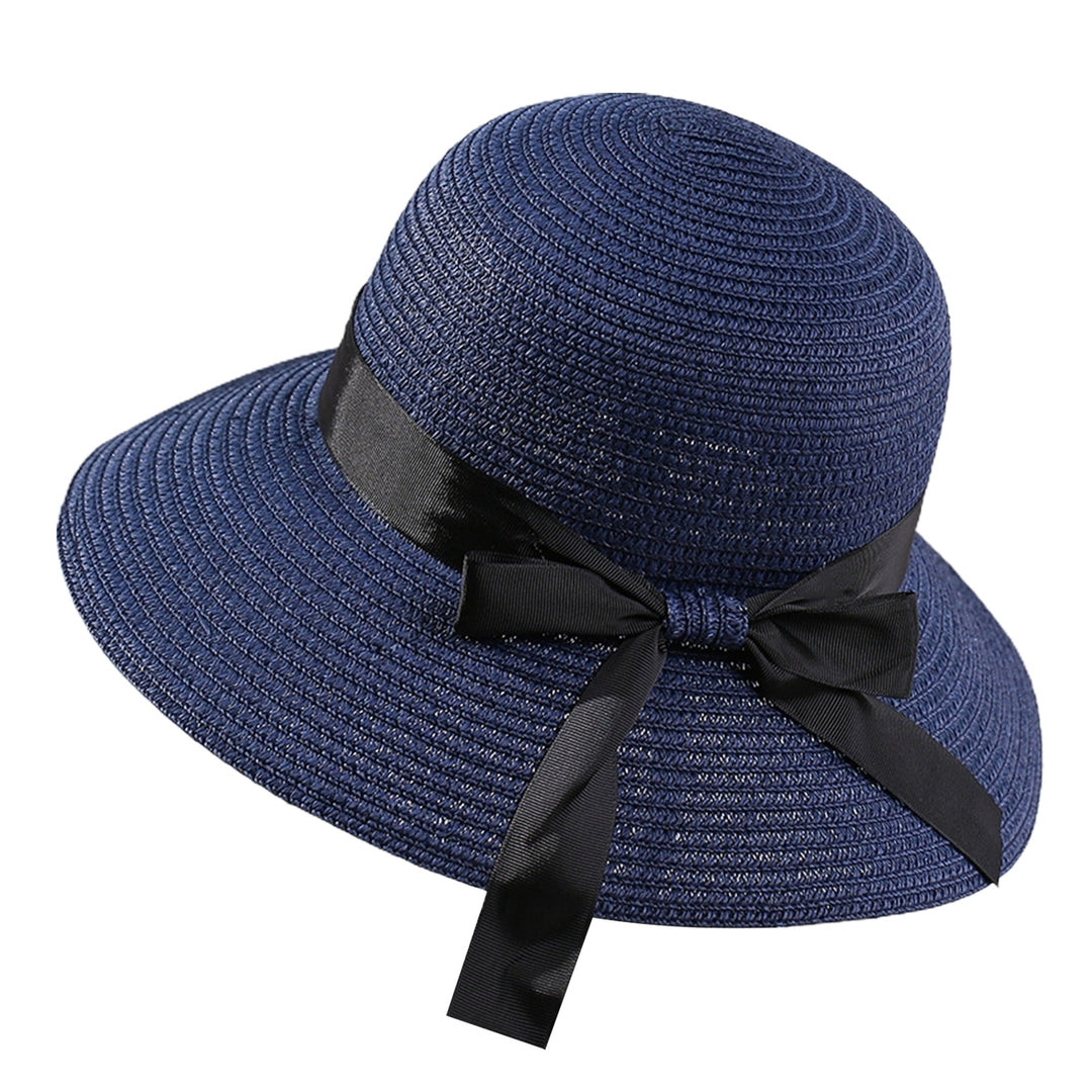 Ribbon Bowknot Decor Sun Hat Women Big Brim Sunscreen Floppy Straw Hat Fashion Accessories Image 4