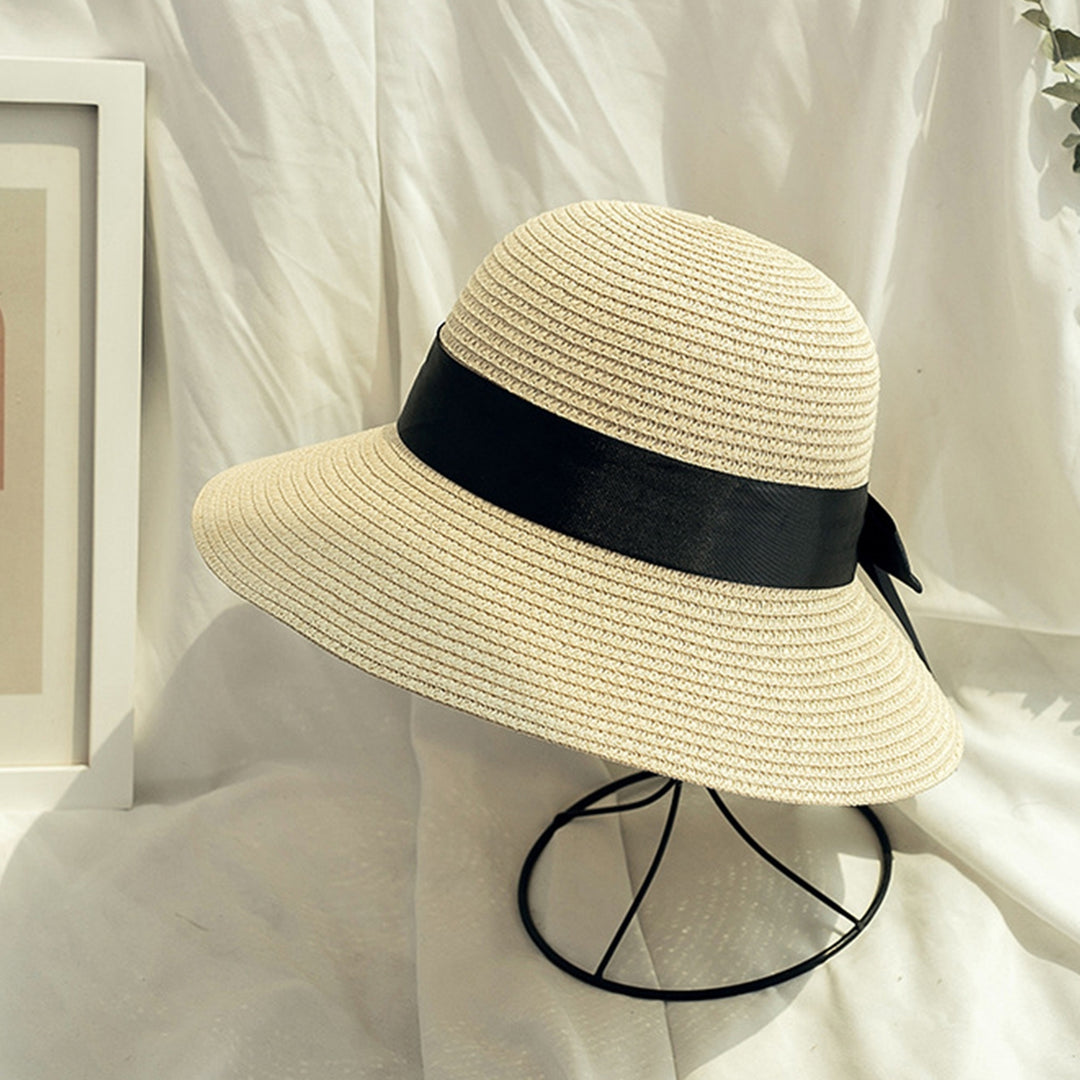 Ribbon Bowknot Decor Sun Hat Women Big Brim Sunscreen Floppy Straw Hat Fashion Accessories Image 8