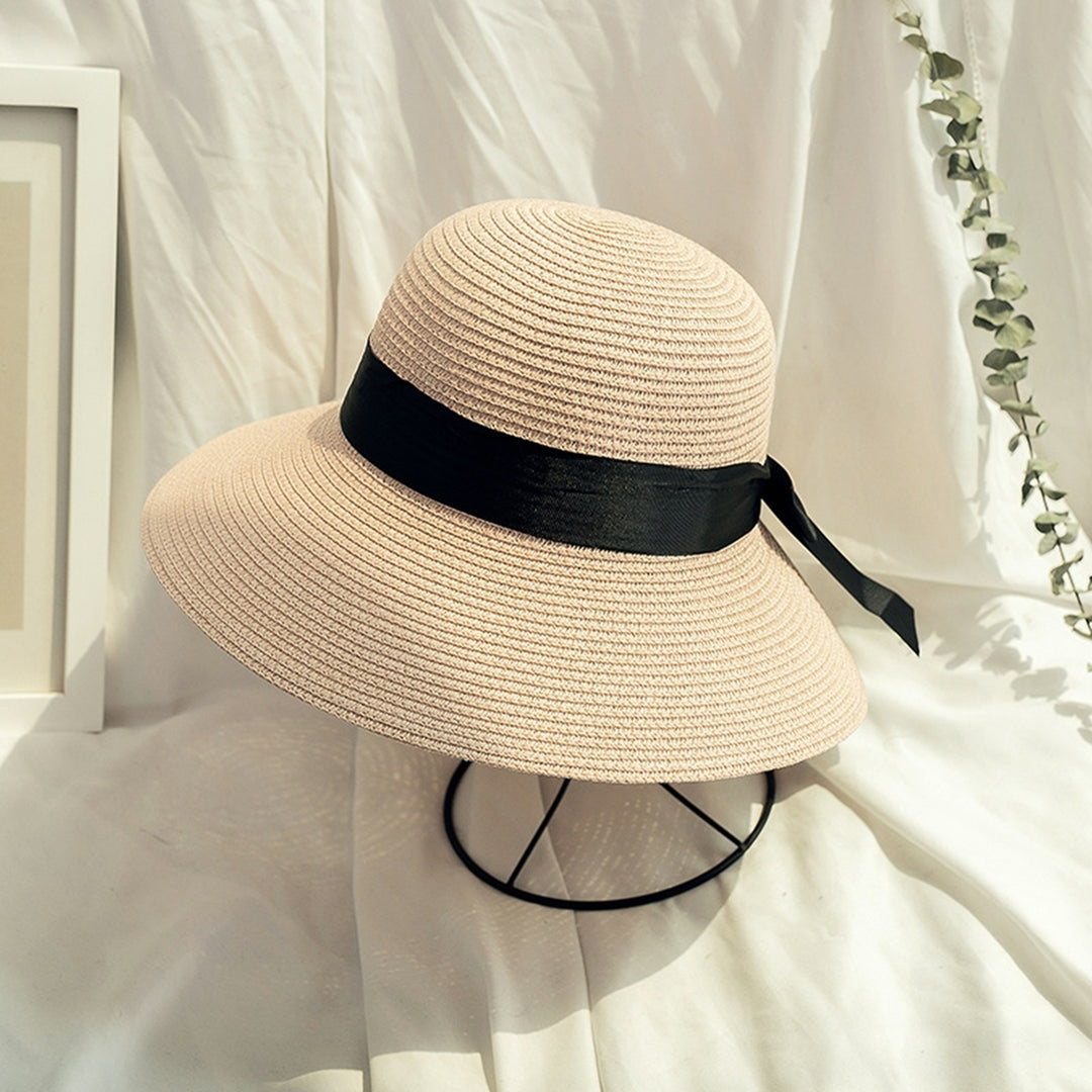 Ribbon Bowknot Decor Sun Hat Women Big Brim Sunscreen Floppy Straw Hat Fashion Accessories Image 12