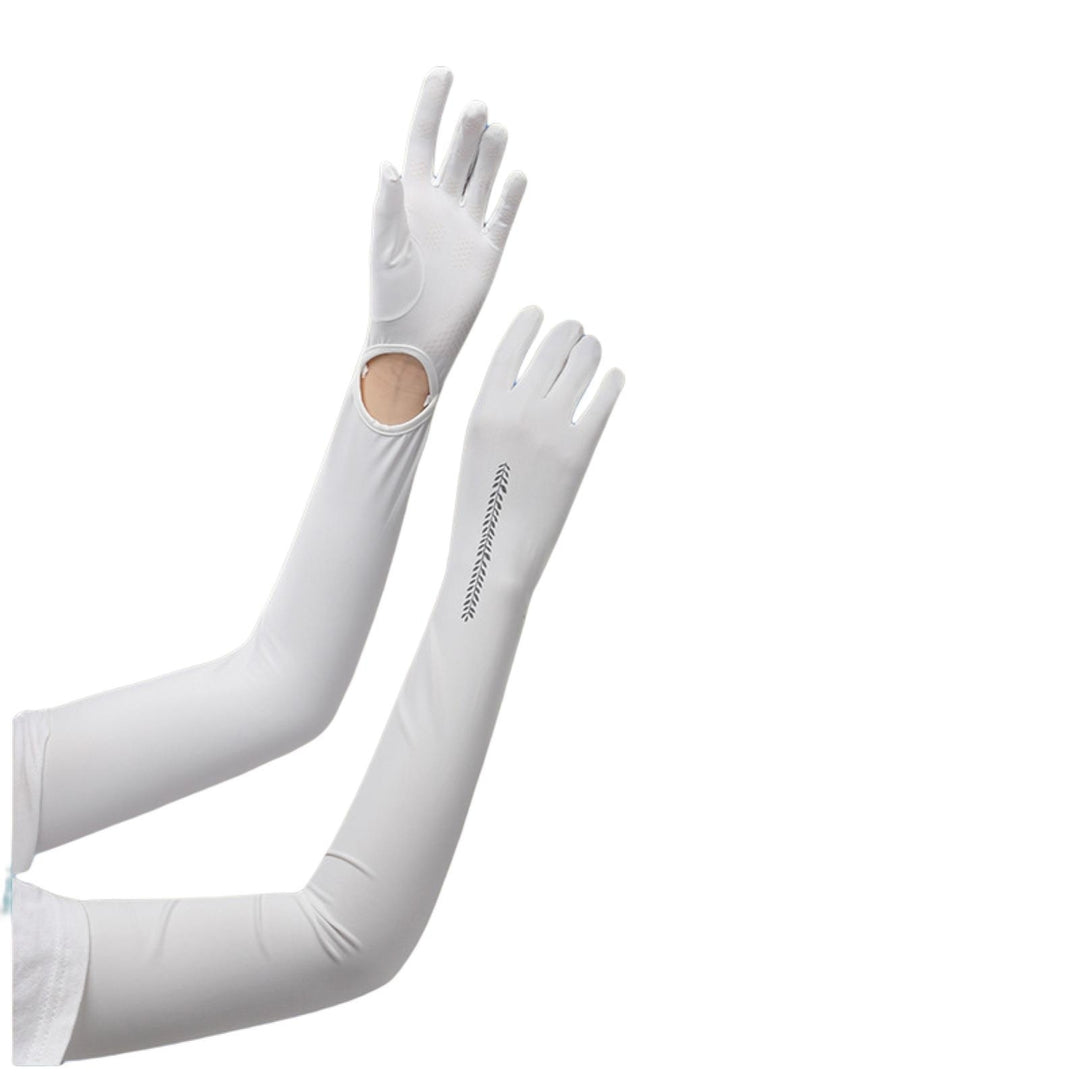 2Pcs 58cm Long Arm Sleeves High Elasticity Quick Drying Antiskid Sunblock Breathable Women Summer Ice Silk Sunscreen Arm Image 3