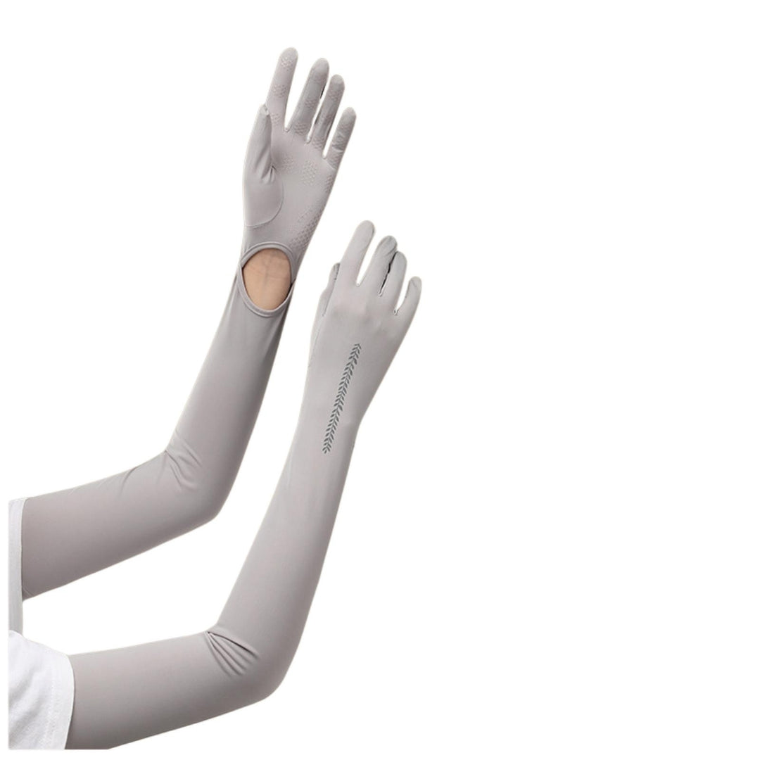 2Pcs 58cm Long Arm Sleeves High Elasticity Quick Drying Antiskid Sunblock Breathable Women Summer Ice Silk Sunscreen Arm Image 4