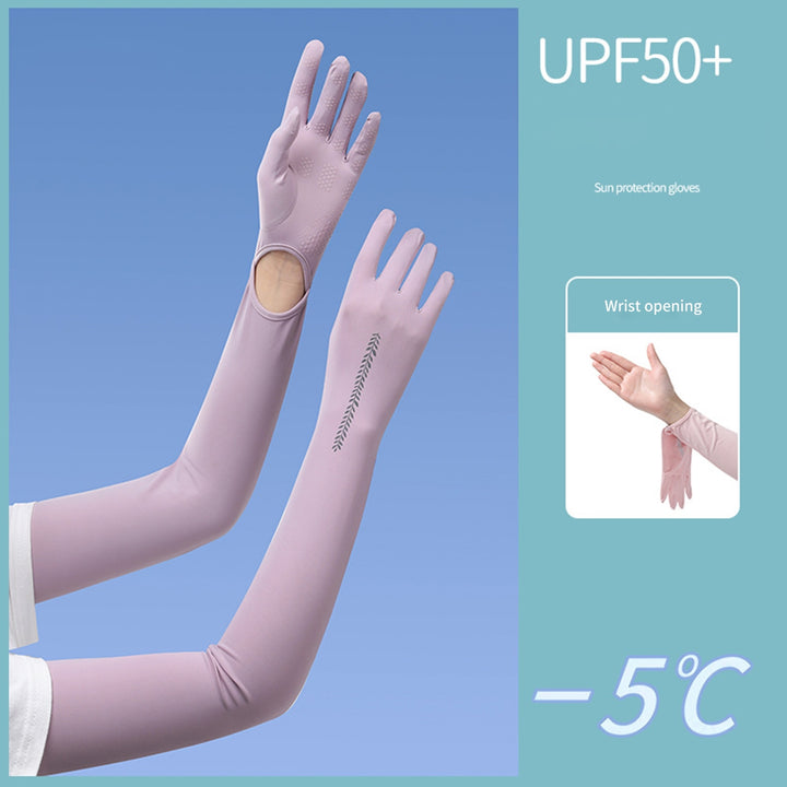2Pcs 58cm Long Arm Sleeves High Elasticity Quick Drying Antiskid Sunblock Breathable Women Summer Ice Silk Sunscreen Arm Image 8