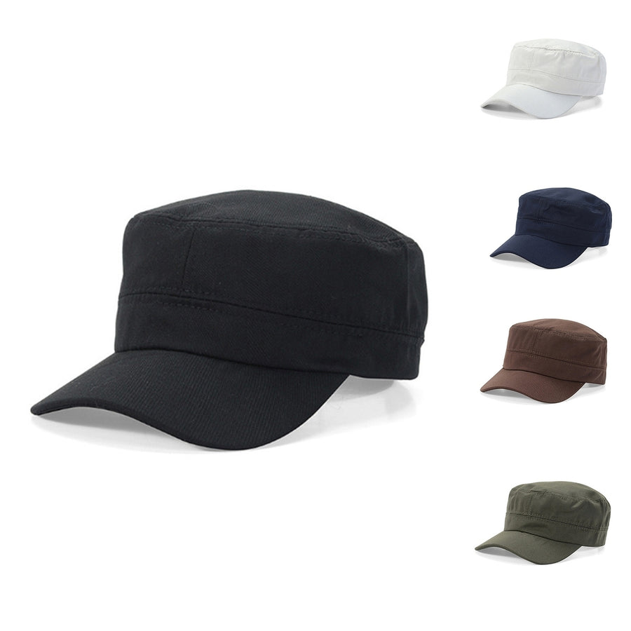 Men Summer Hat Flat Top Solid Color Long Brim Breathable Decorative Sunscreen Unisex Baseball Cadet Plain Cap Headwear Image 1