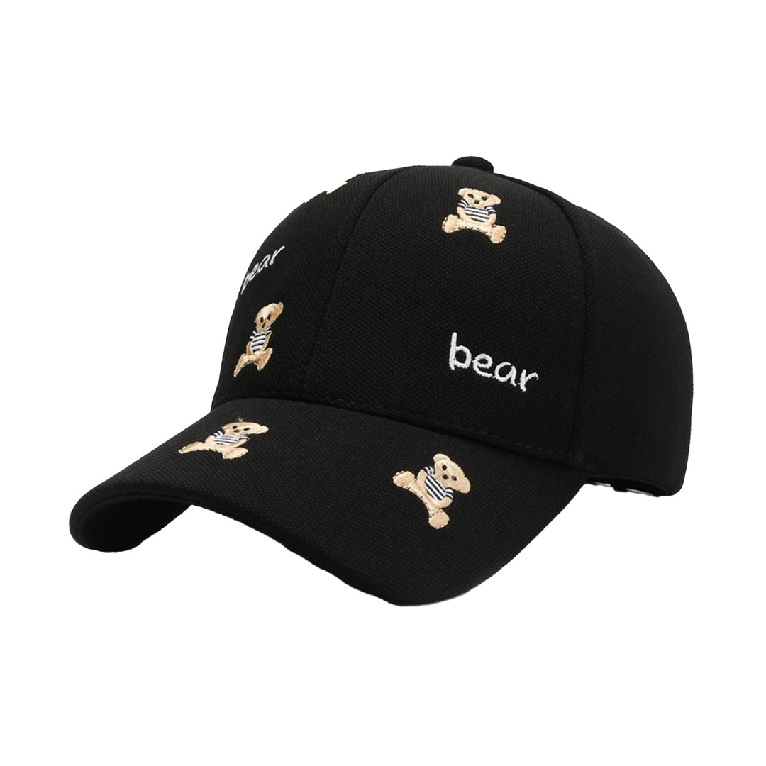 Women Men Baseball Hat Cartoon Bear Embroidery Ponytail Hole Long Brim Comfortable Sun Protection Image 2