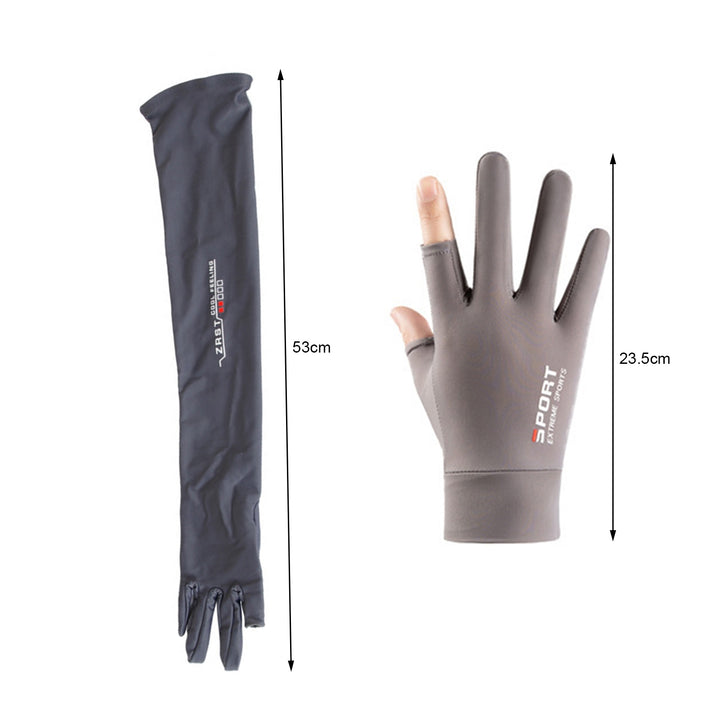 1 Pair Silicone Palm Open Finger Design Letter Print Non-slip Cuffs Long Arm Sleeves Men Outdoor Ice Silk Long Cycling Image 11