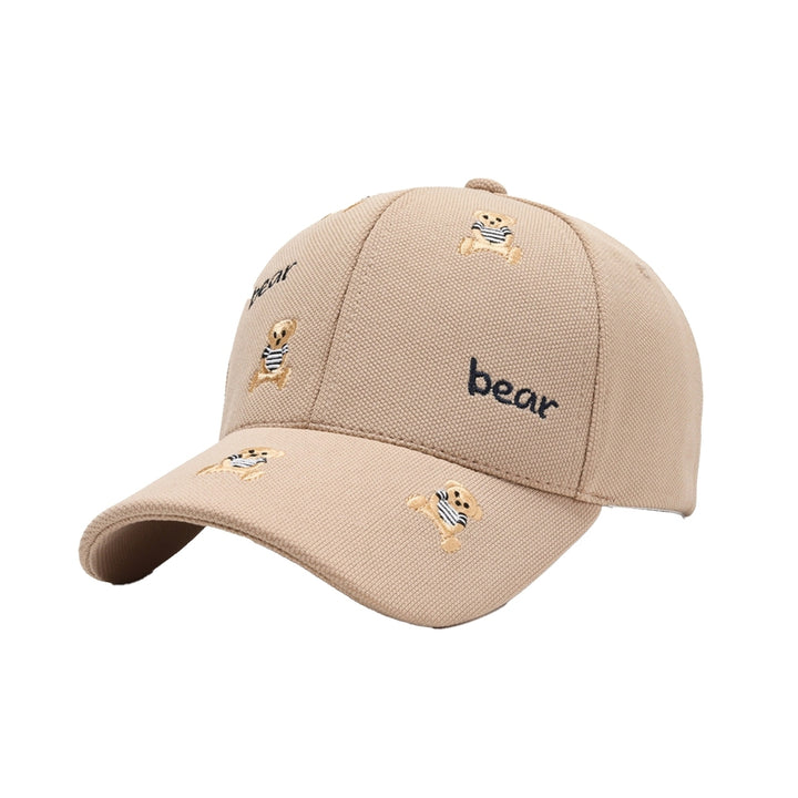 Women Men Baseball Hat Cartoon Bear Embroidery Ponytail Hole Long Brim Comfortable Sun Protection Image 6