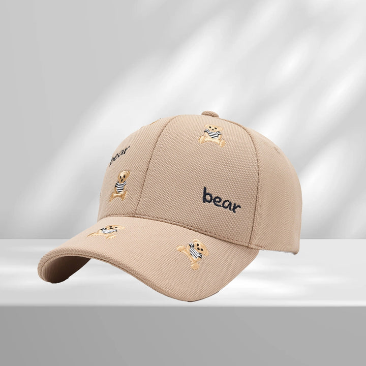 Women Men Baseball Hat Cartoon Bear Embroidery Ponytail Hole Long Brim Comfortable Sun Protection Image 8