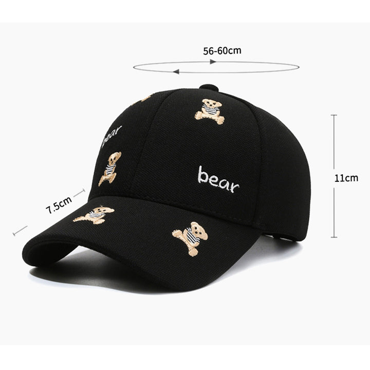 Women Men Baseball Hat Cartoon Bear Embroidery Ponytail Hole Long Brim Comfortable Sun Protection Image 10