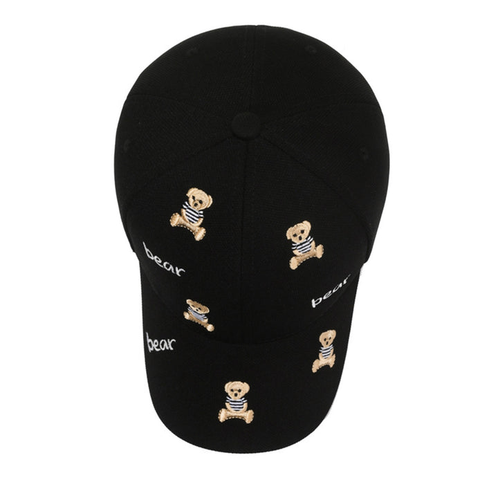 Women Men Baseball Hat Cartoon Bear Embroidery Ponytail Hole Long Brim Comfortable Sun Protection Image 11