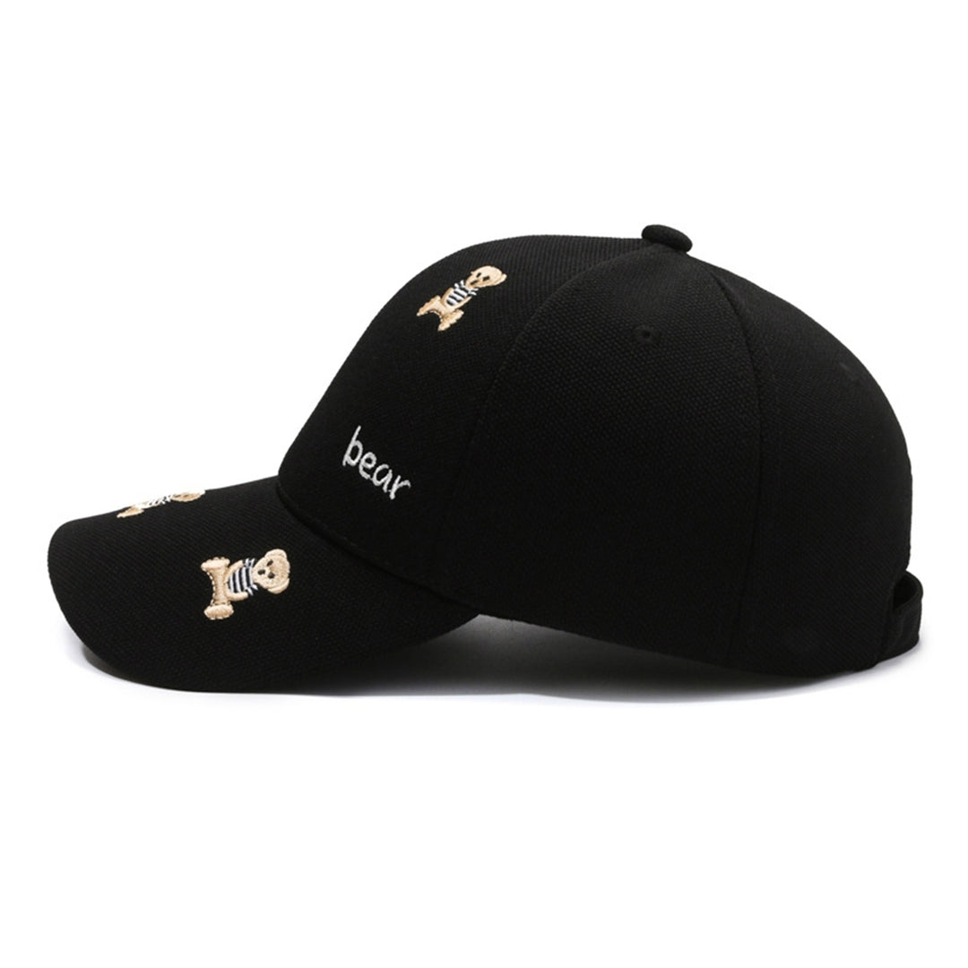 Women Men Baseball Hat Cartoon Bear Embroidery Ponytail Hole Long Brim Comfortable Sun Protection Image 12