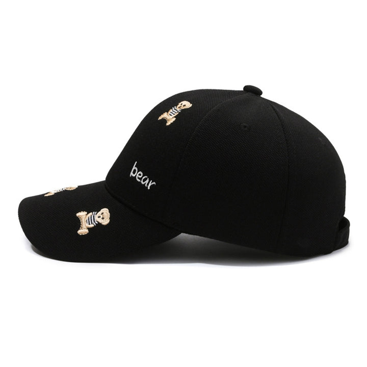 Women Men Baseball Hat Cartoon Bear Embroidery Ponytail Hole Long Brim Comfortable Sun Protection Image 12