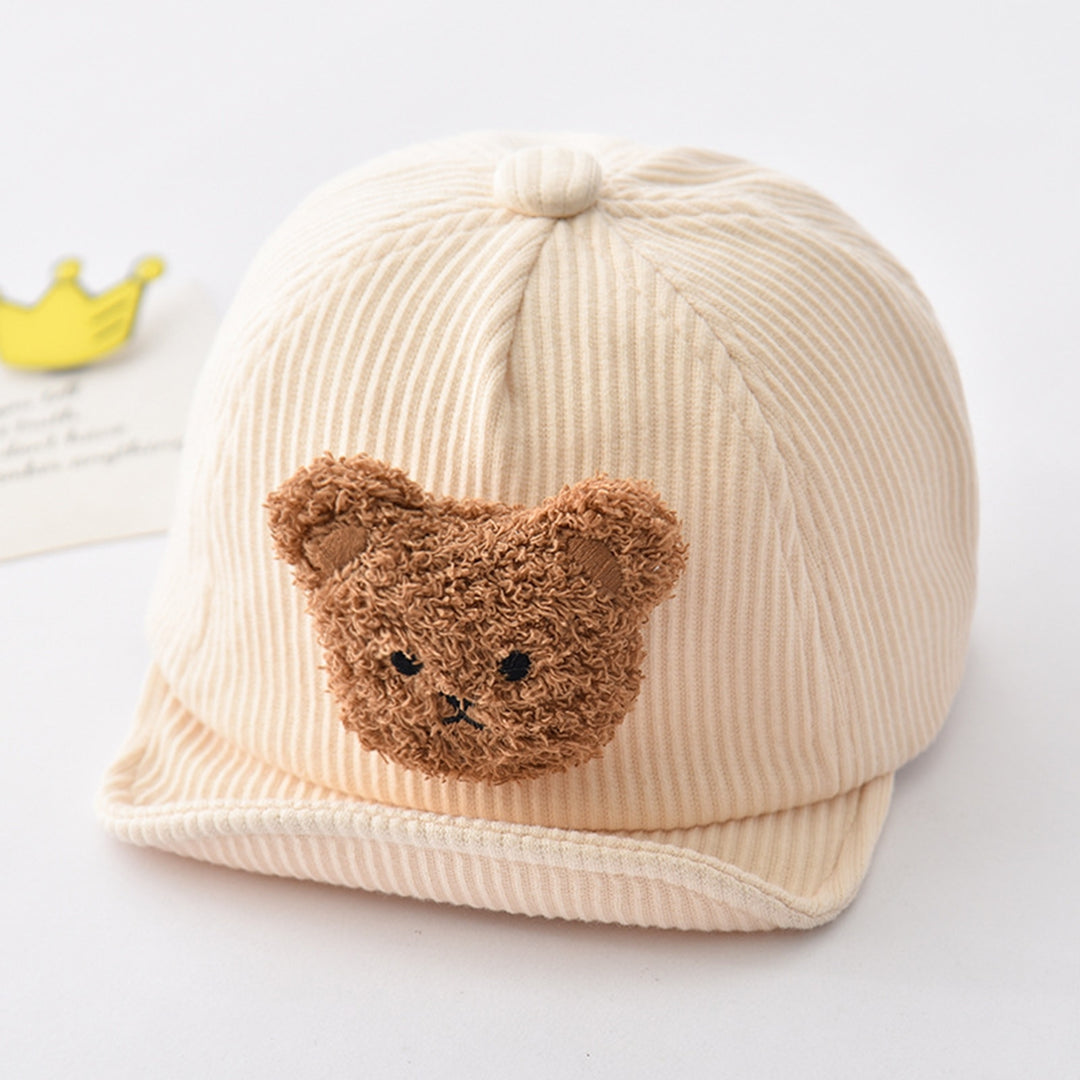 Baby Baseball Hat Cartoon Bear Decor Unisex Solid Color Wide Brim Breathable Sunshade Soft Spring Picnic Sun Hat Image 9