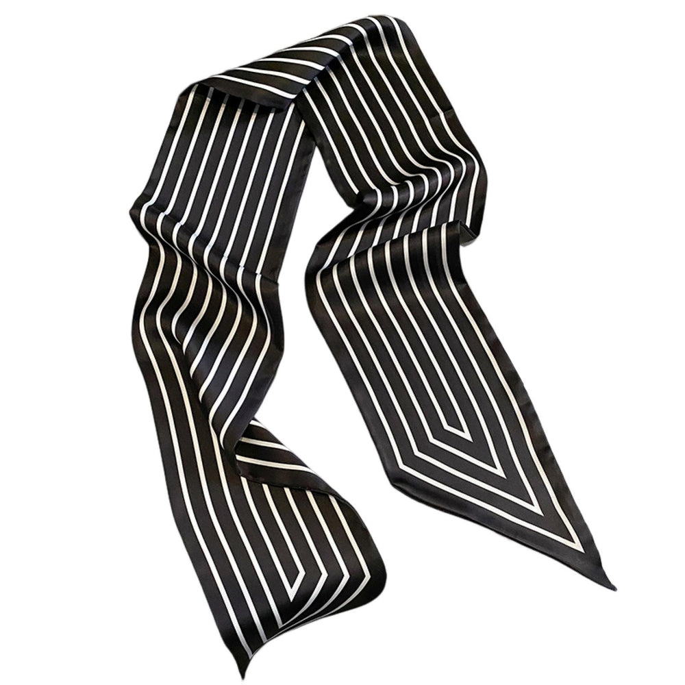 Women Neck Scarf Striped Contrast Color Satin Triangle Edge Wide Band Neck Decoration OL Style Commute Lady Hair Band Image 2