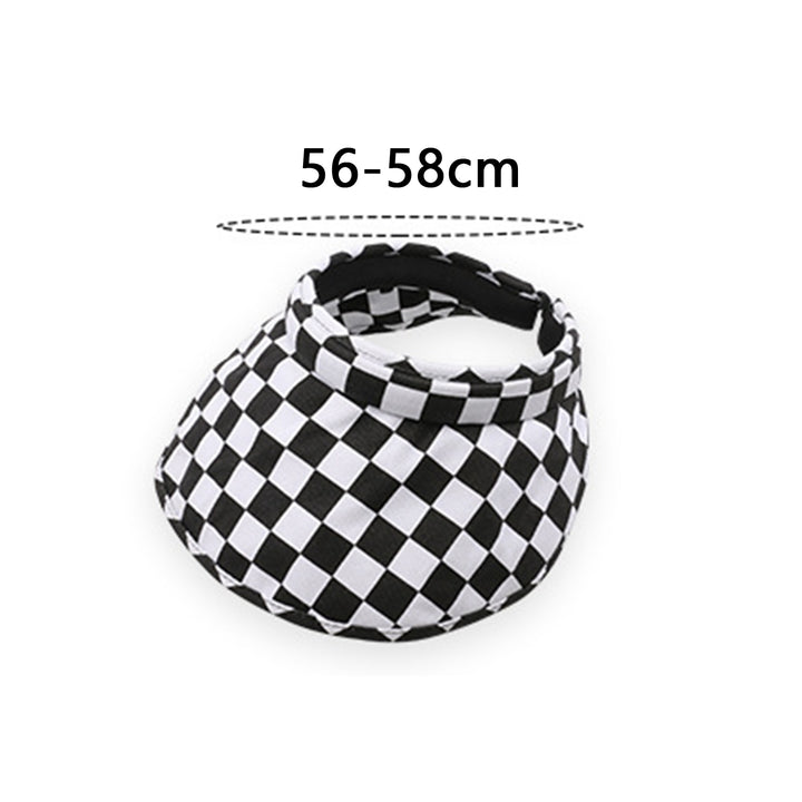 Women Sun Hat Wide Brim Empty Top Plaid Print Anti-UV Contrast Color Sunscreen Face Protection Gardening Lady Sun Cap Image 9