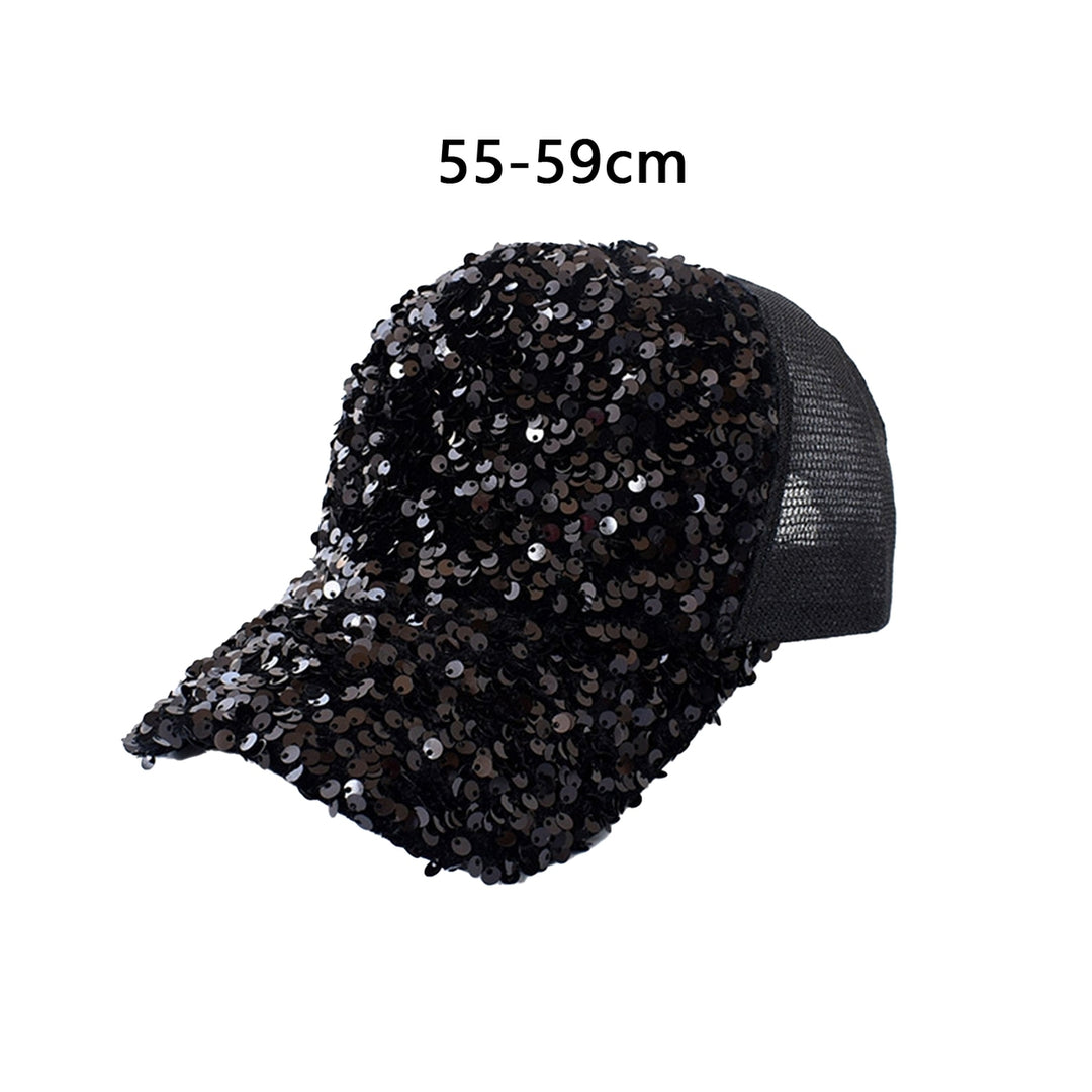 Shiny Sequins Breathable Net Stitching Extended Brim Baseball Hat Sunscreen Bright Color Stage Sun Hat Fashion Image 12