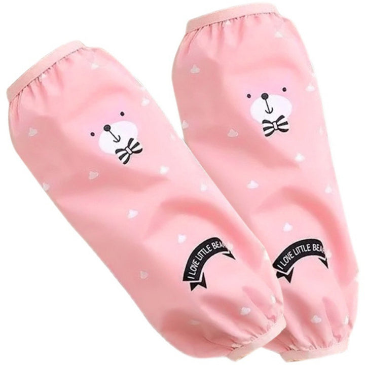 1 Pair Oilproof Anti Fouling Elastic Cuffs Kitchen Oversleeves Cartoon Cloud Bear Print Cleaning Oversleeves Household Image 4