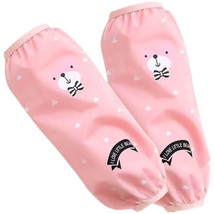1 Pair Oilproof Anti Fouling Elastic Cuffs Kitchen Oversleeves Cartoon Cloud Bear Print Cleaning Oversleeves Household Image 1