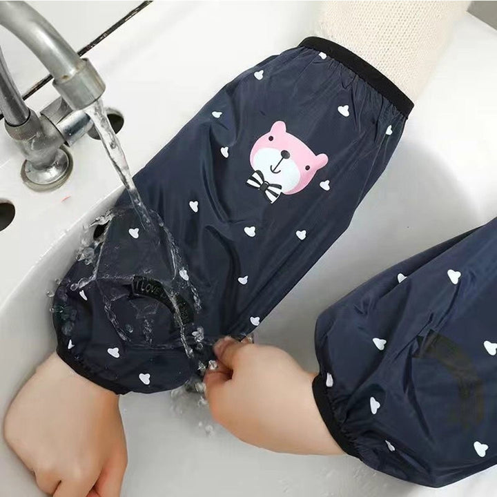 1 Pair Oilproof Anti Fouling Elastic Cuffs Kitchen Oversleeves Cartoon Cloud Bear Print Cleaning Oversleeves Household Image 12