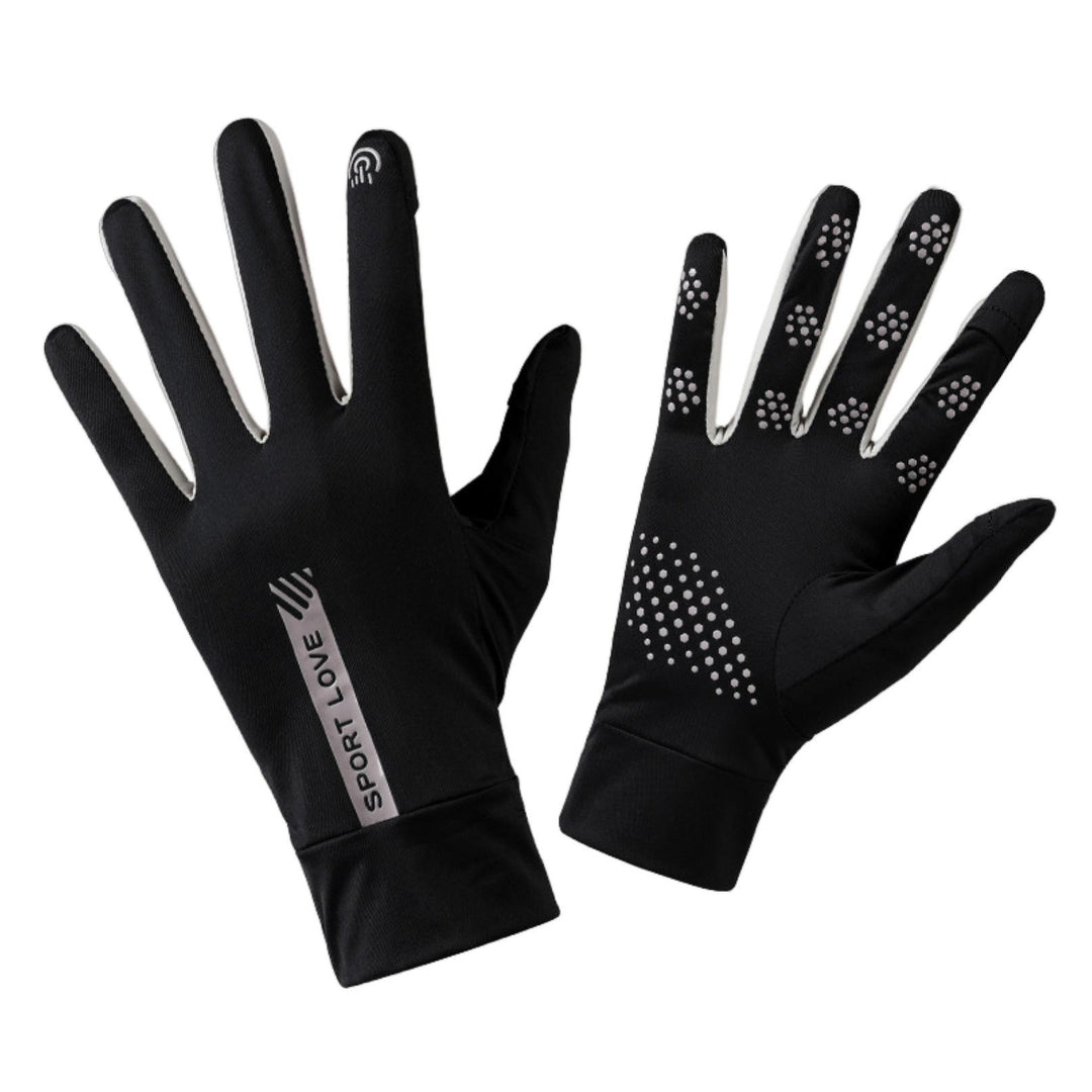 1 Pair Fingertip Opening Anti-slip Palm Letter Print Sunscreen Mittens Ladies Anti-UV Ice Silk Thin Gloves Cycling Image 2