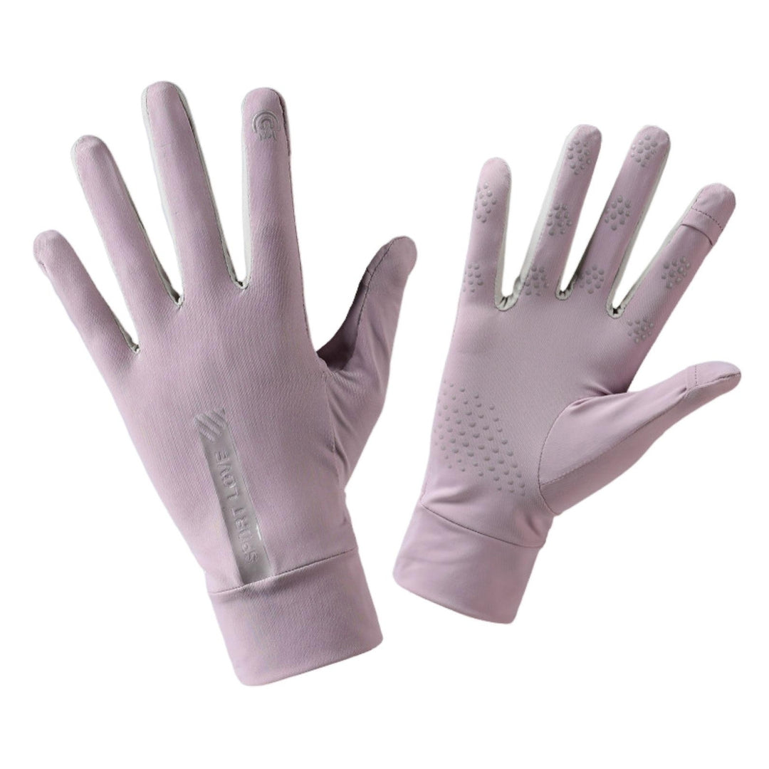 1 Pair Fingertip Opening Anti-slip Palm Letter Print Sunscreen Mittens Ladies Anti-UV Ice Silk Thin Gloves Cycling Image 4