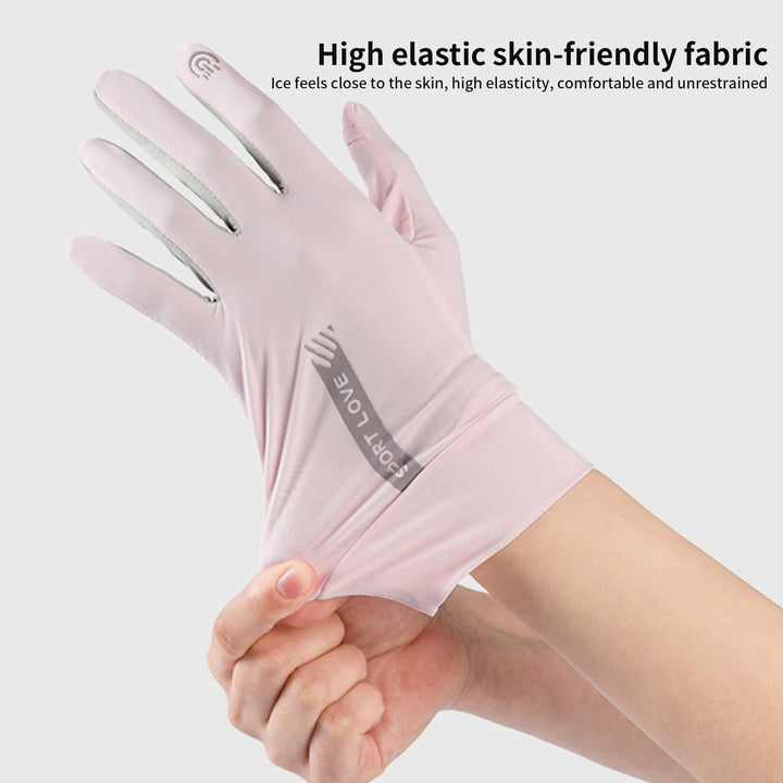 1 Pair Fingertip Opening Anti-slip Palm Letter Print Sunscreen Mittens Ladies Anti-UV Ice Silk Thin Gloves Cycling Image 8