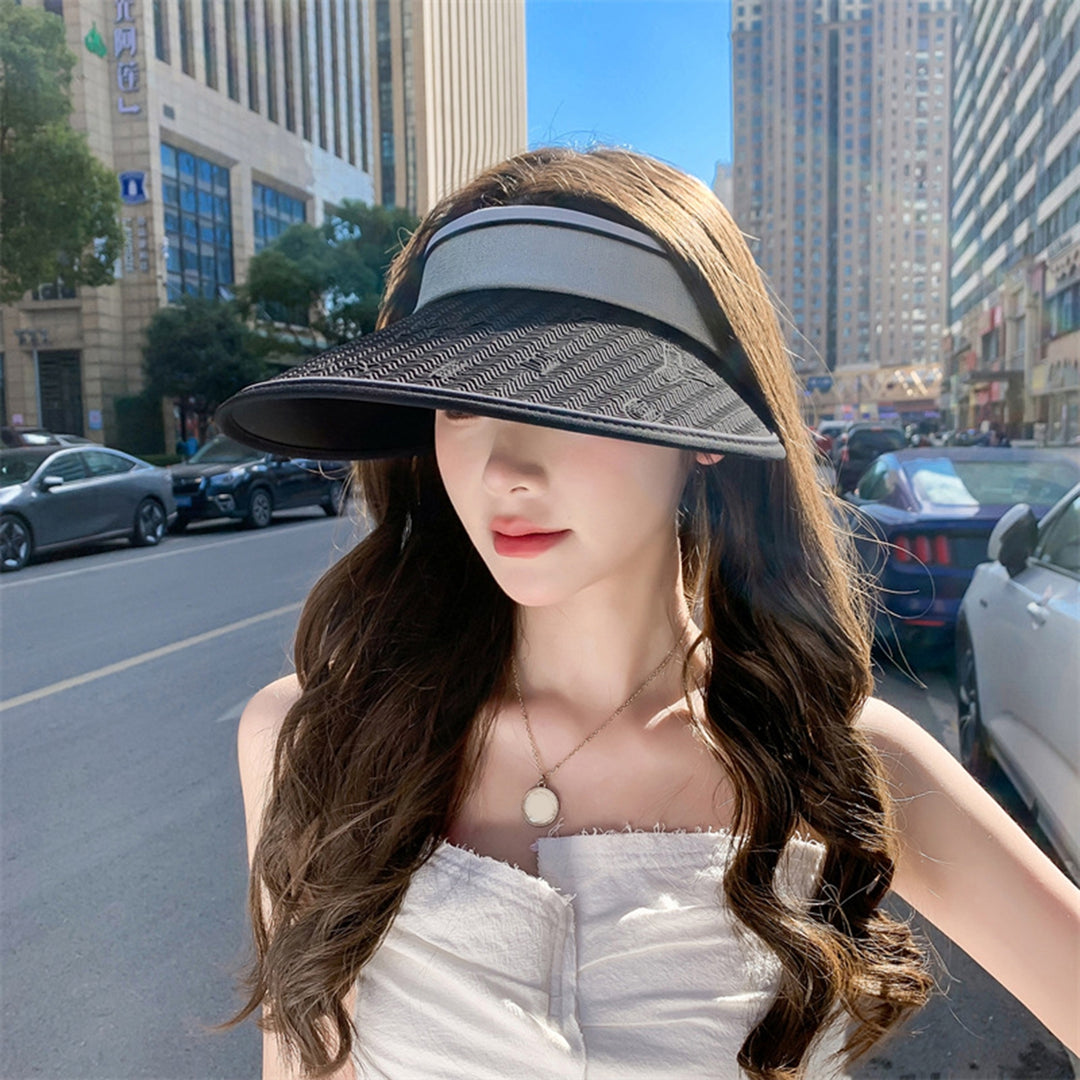Women Sun Hat Empty Top Long Brim Sun Protection Adjustable Anti-slip Sunscreen Block Sunlight Outdoor Cycling Lady Image 7
