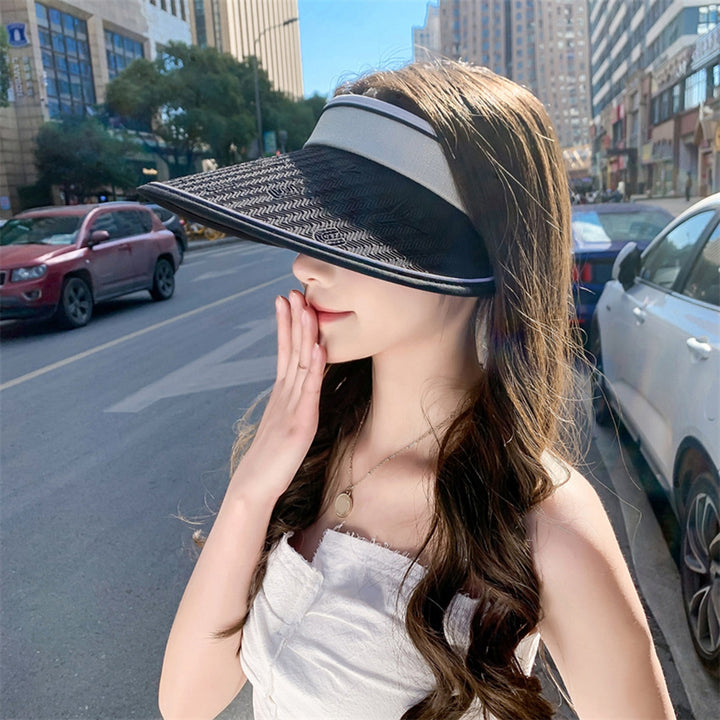 Women Sun Hat Empty Top Long Brim Sun Protection Adjustable Anti-slip Sunscreen Block Sunlight Outdoor Cycling Lady Image 10