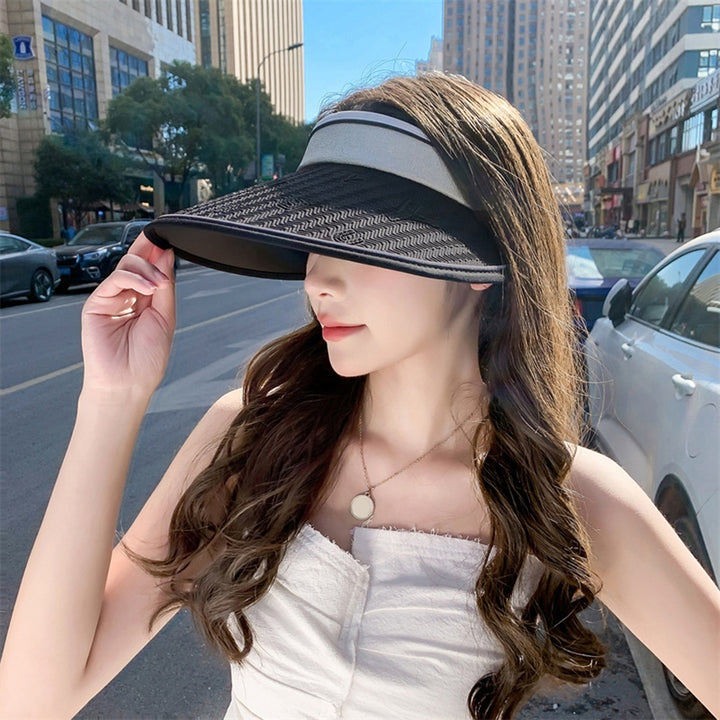 Women Sun Hat Empty Top Long Brim Sun Protection Adjustable Anti-slip Sunscreen Block Sunlight Outdoor Cycling Lady Image 11