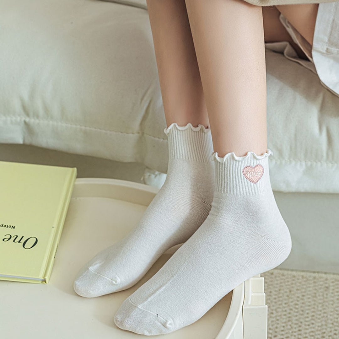 1 Pair Women Low Tube Socks Cartoon Embroidery Keep Warm Bunny Bow-knot Pattern Women Spring Socks Clothes Accessory Image 12