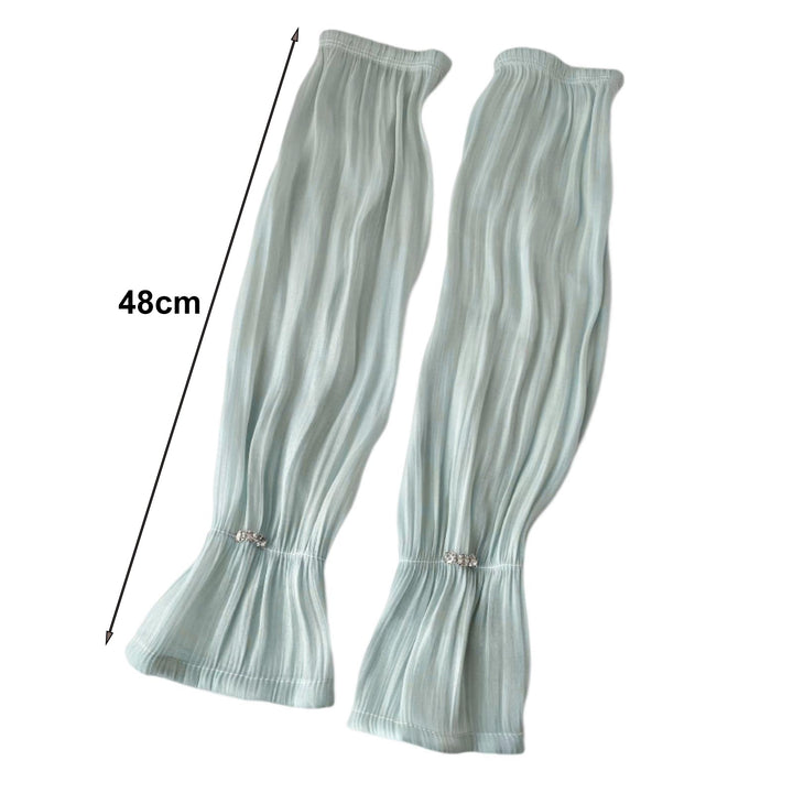 1 Pair Thin See-through Loose Cuffs Pleated Arm Sleeves Outdoor Driving Loose Arm Covers Cycling Supplies Image 10