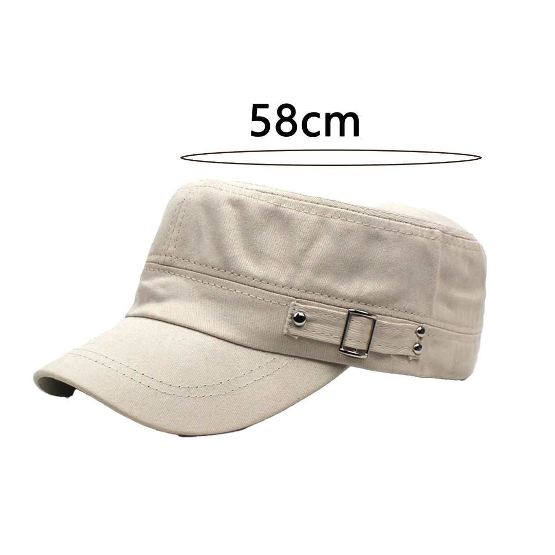 Men Summer Peaked Hat Solid Color Flat Top Wide Brim Adjustable Sun Protection Sunscreen Breathable Camping Baseball Hat Image 10