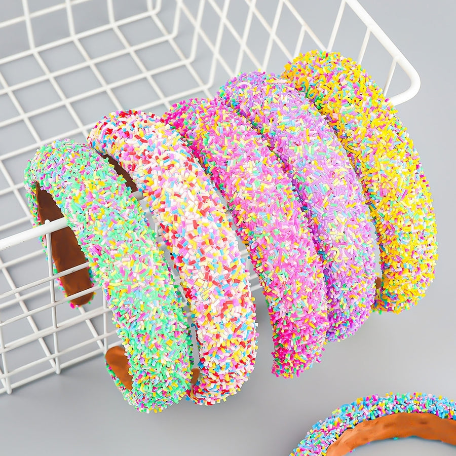 Korean Style Non-slip Elastic Hair Hoop Girls Colorful Beads Sponge Padded Hairband Hair Accessories Image 1