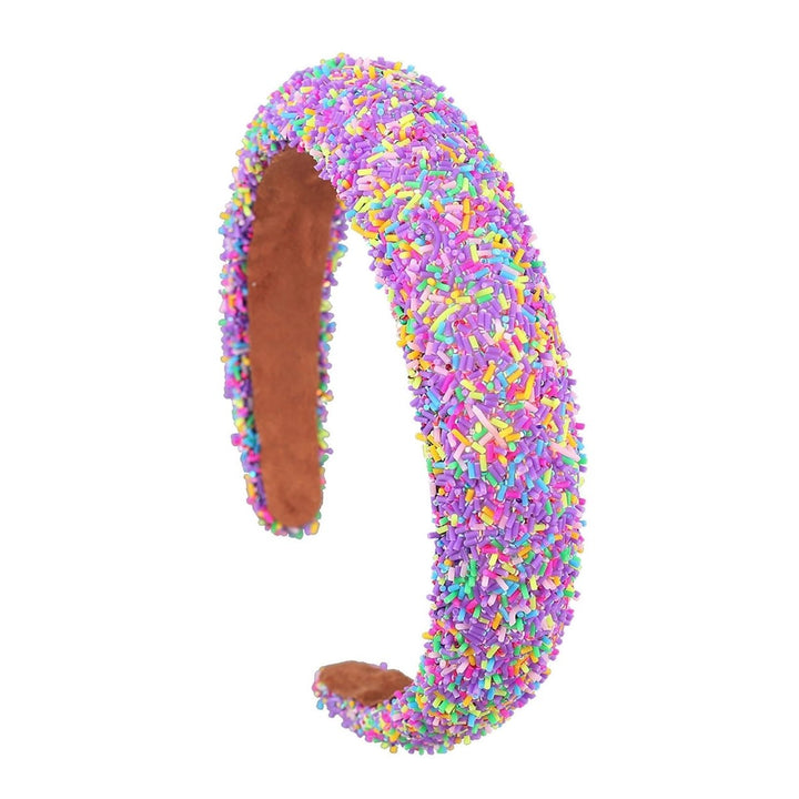 Korean Style Non-slip Elastic Hair Hoop Girls Colorful Beads Sponge Padded Hairband Hair Accessories Image 1