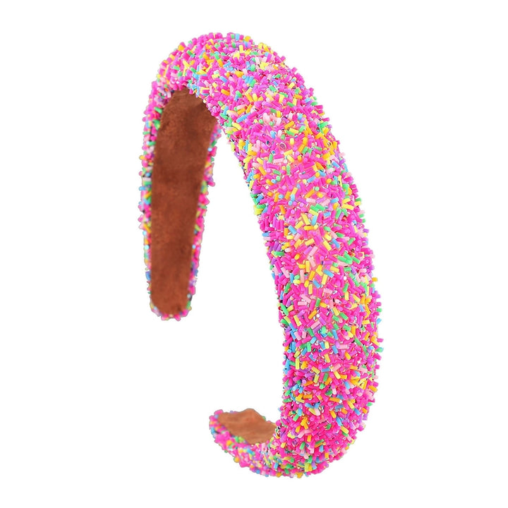 Korean Style Non-slip Elastic Hair Hoop Girls Colorful Beads Sponge Padded Hairband Hair Accessories Image 8
