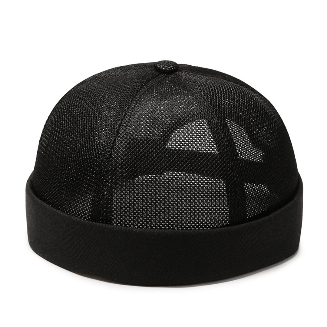 Women Men Dome Hat Hollow Out Mesh Supper Breathable Brimless Solid Color Decorative Hip Hop Unisex Ponytail Hole Docker Image 2