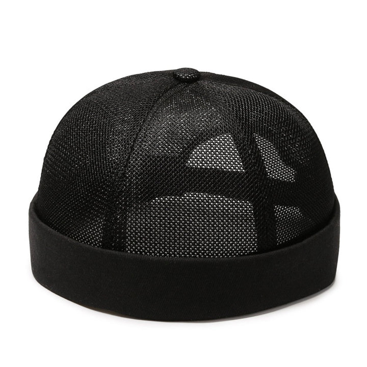 Women Men Dome Hat Hollow Out Mesh Supper Breathable Brimless Solid Color Decorative Hip Hop Unisex Ponytail Hole Docker Image 1