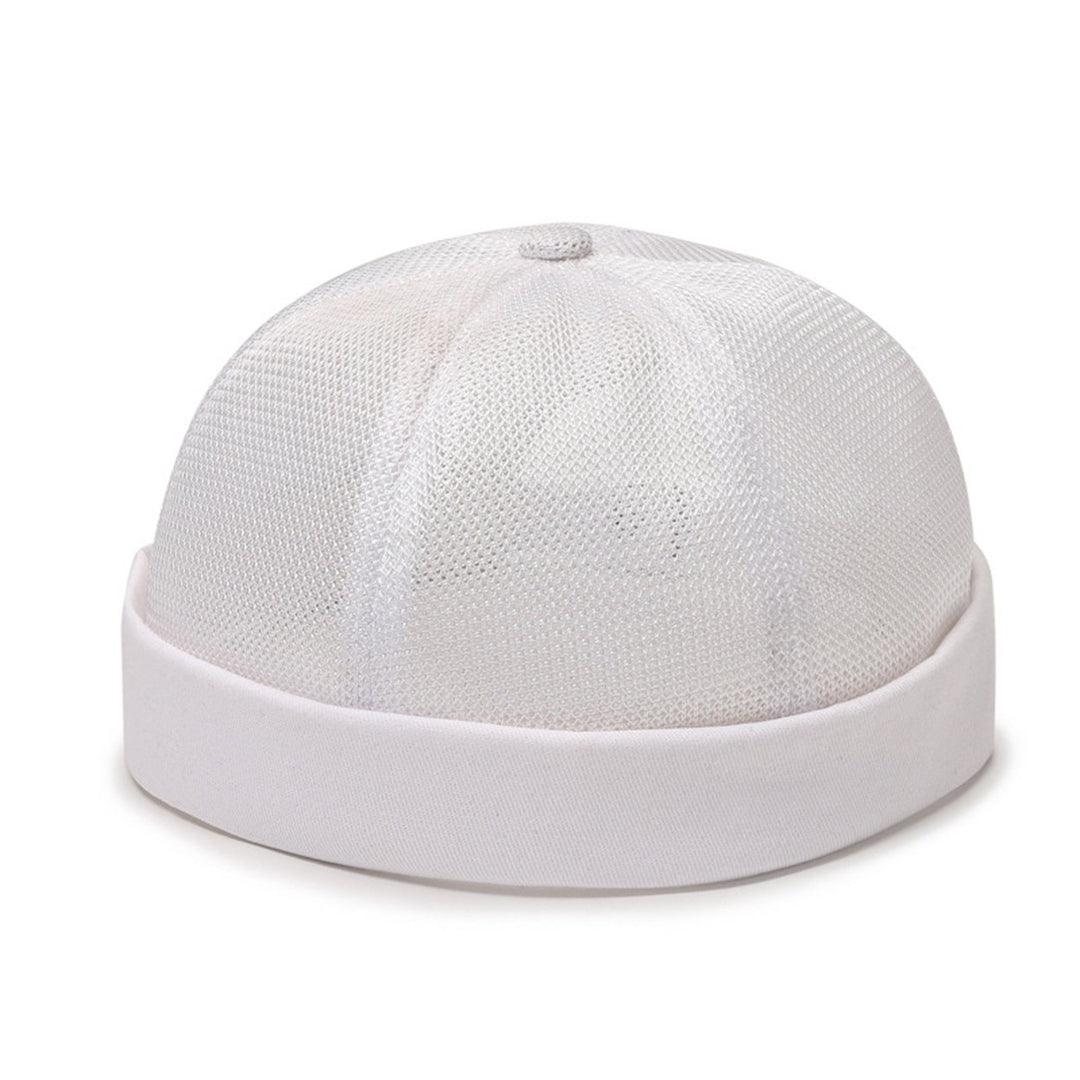 Women Men Dome Hat Hollow Out Mesh Supper Breathable Brimless Solid Color Decorative Hip Hop Unisex Ponytail Hole Docker Image 1