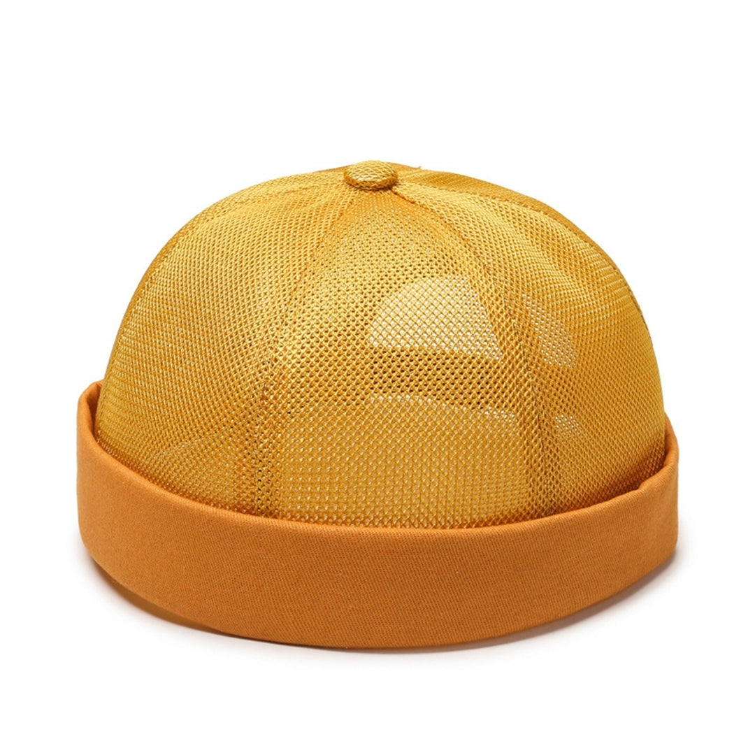 Women Men Dome Hat Hollow Out Mesh Supper Breathable Brimless Solid Color Decorative Hip Hop Unisex Ponytail Hole Docker Image 4