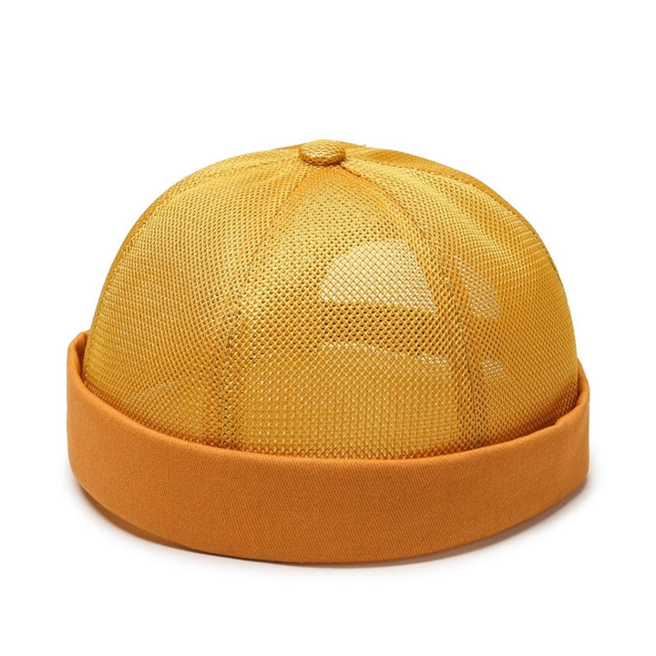Women Men Dome Hat Hollow Out Mesh Supper Breathable Brimless Solid Color Decorative Hip Hop Unisex Ponytail Hole Docker Image 1