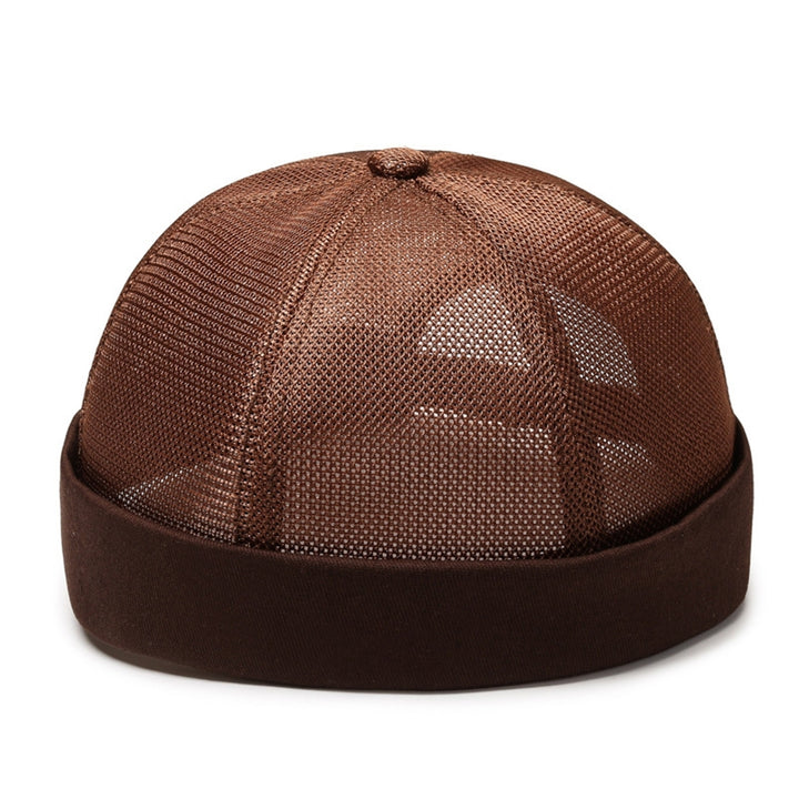 Women Men Dome Hat Hollow Out Mesh Supper Breathable Brimless Solid Color Decorative Hip Hop Unisex Ponytail Hole Docker Image 7