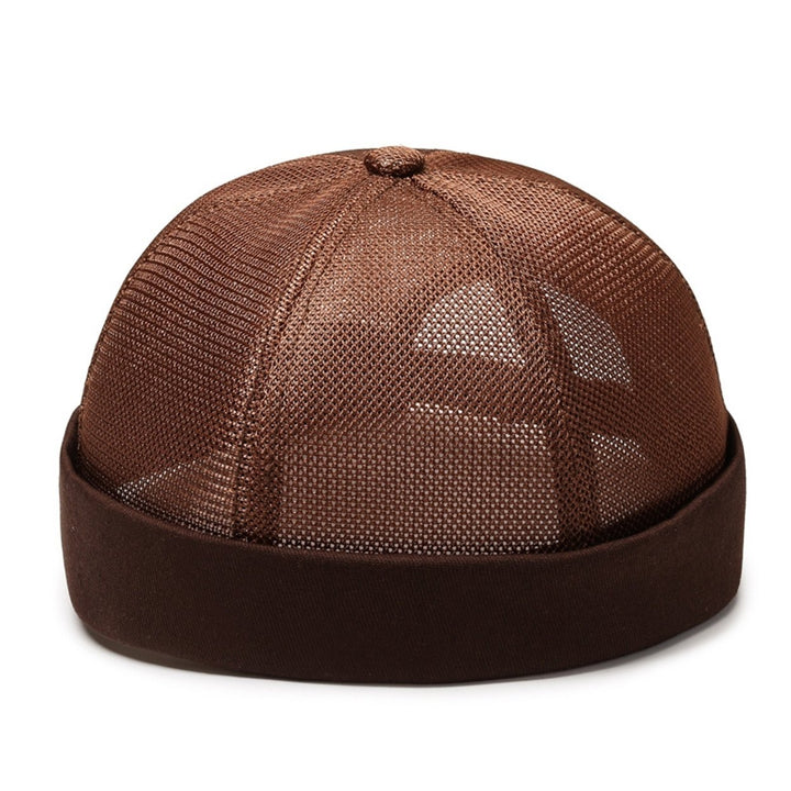 Women Men Dome Hat Hollow Out Mesh Supper Breathable Brimless Solid Color Decorative Hip Hop Unisex Ponytail Hole Docker Image 1