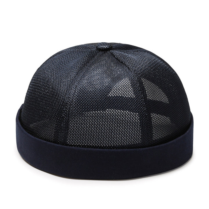 Women Men Dome Hat Hollow Out Mesh Supper Breathable Brimless Solid Color Decorative Hip Hop Unisex Ponytail Hole Docker Image 9