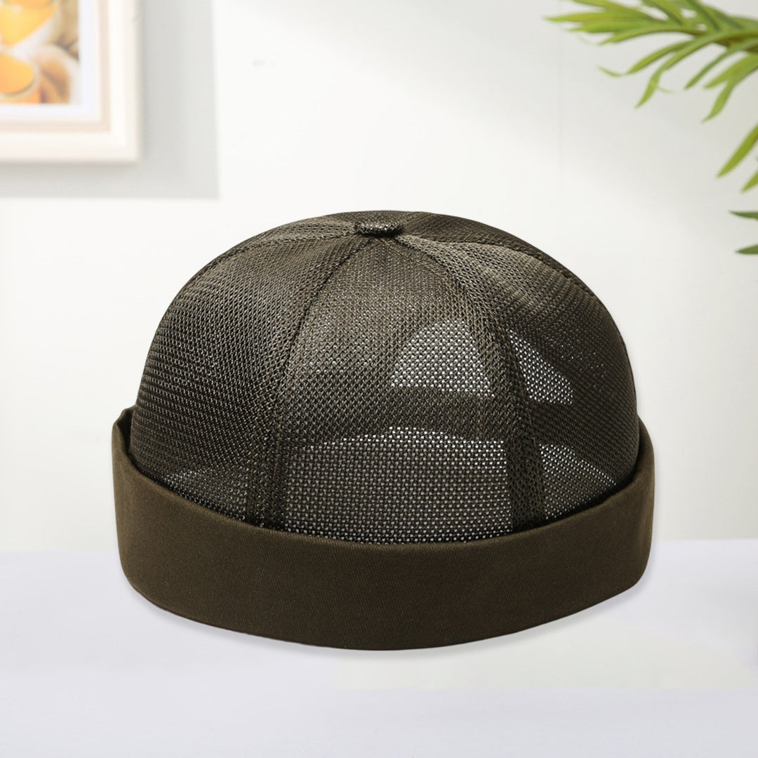 Women Men Dome Hat Hollow Out Mesh Supper Breathable Brimless Solid Color Decorative Hip Hop Unisex Ponytail Hole Docker Image 11